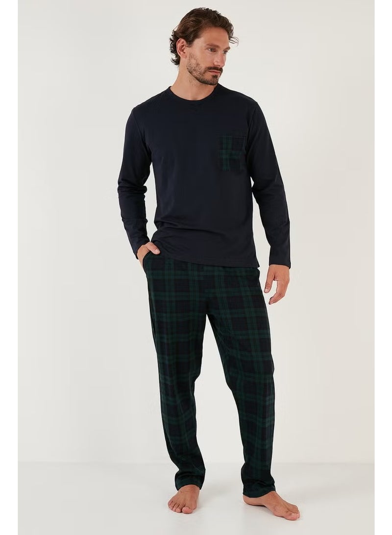 Buratti Plaid Pocket Elastic Waist 100% Cotton Regular Fit Pajama Set Men's Pajama Set 6572001 - Image 2